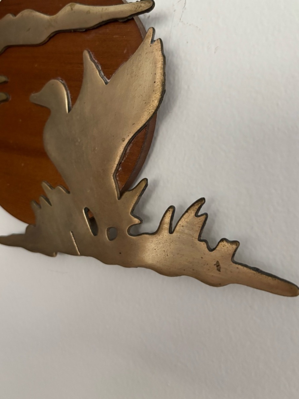 Vintage House of LLoyd Brass and Wood Duck and Cloud Wall Plaque 1989 - Picture 5 of 10